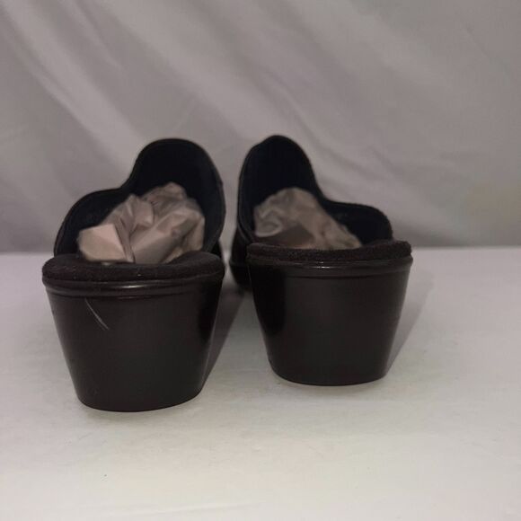 Clarks Black Leather Clogs Womens Size 8 Slip On Heels Mules - Picture 5 of 6